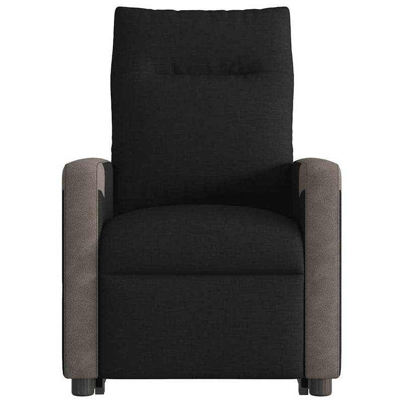 Fotoliu rabatabil cu ridicare pe verticală, negru, textil
