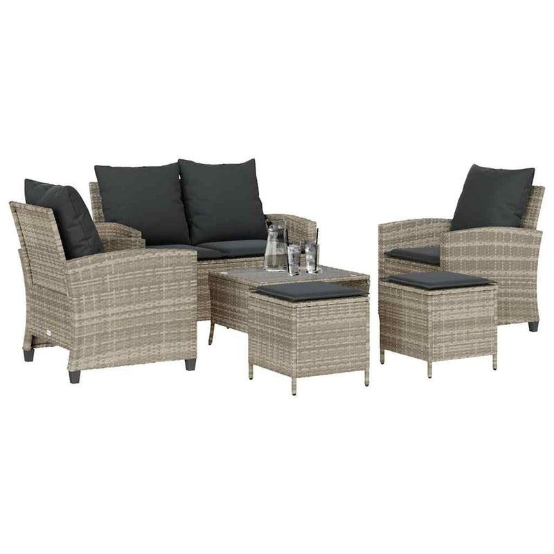 Set canapele de grădină cu perne, 6 piese gri deschis poliratan