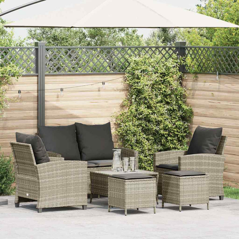 Set canapele de grădină cu perne, 6 piese gri deschis poliratan