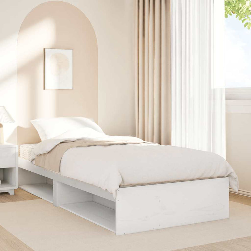 Pat de zi cu saltea alb 100x200 cm lemn masiv de pin
