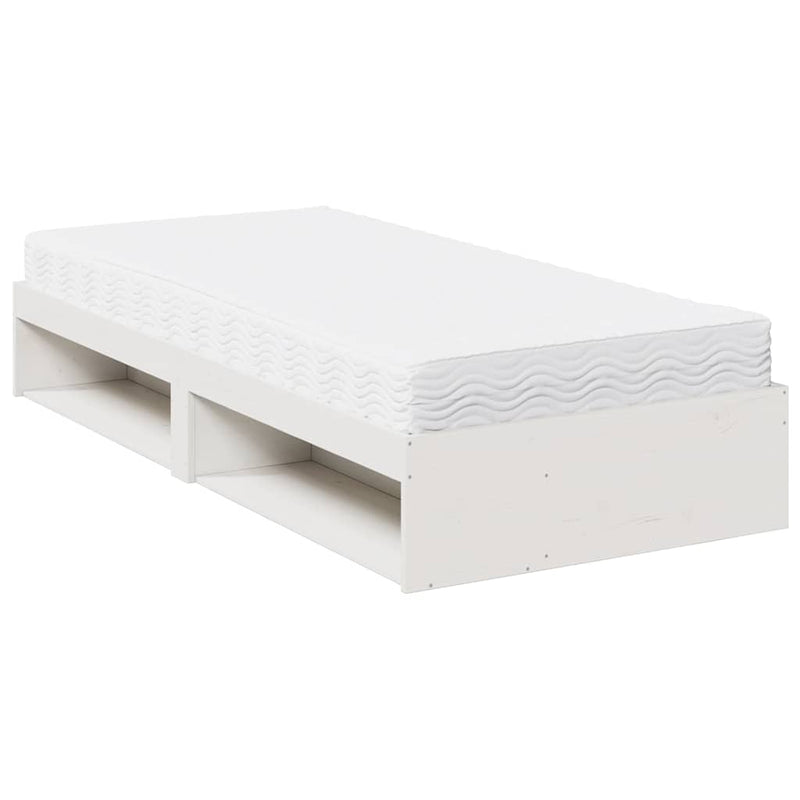 Pat de zi cu saltea alb 100x200 cm lemn masiv de pin