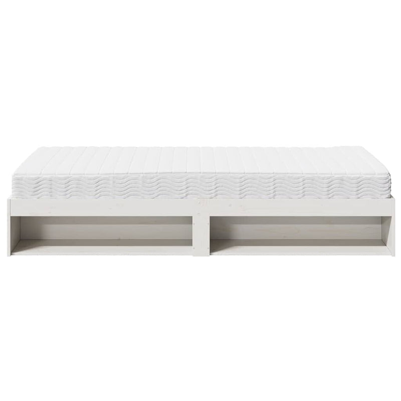 Pat de zi cu saltea alb 100x200 cm lemn masiv de pin