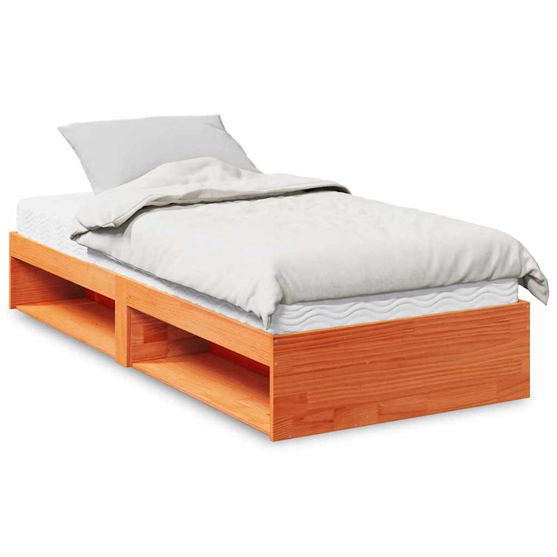 Pat de zi cu saltea ceară maro 100x200 cm lemn masiv de pin