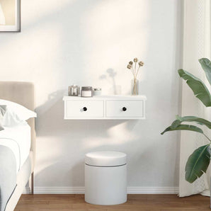 Raft de perete cu sertare, alb, 60x28x15 cm, lemn prelucrat