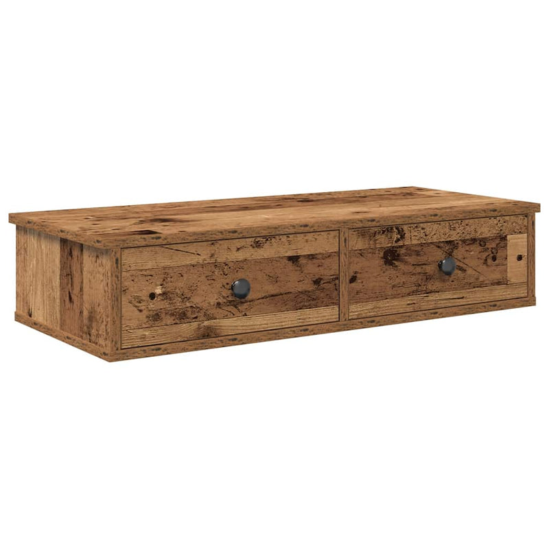 Raft de perete cu sertare Lemn vechi 80x31x17 cm Lemn prelucrat
