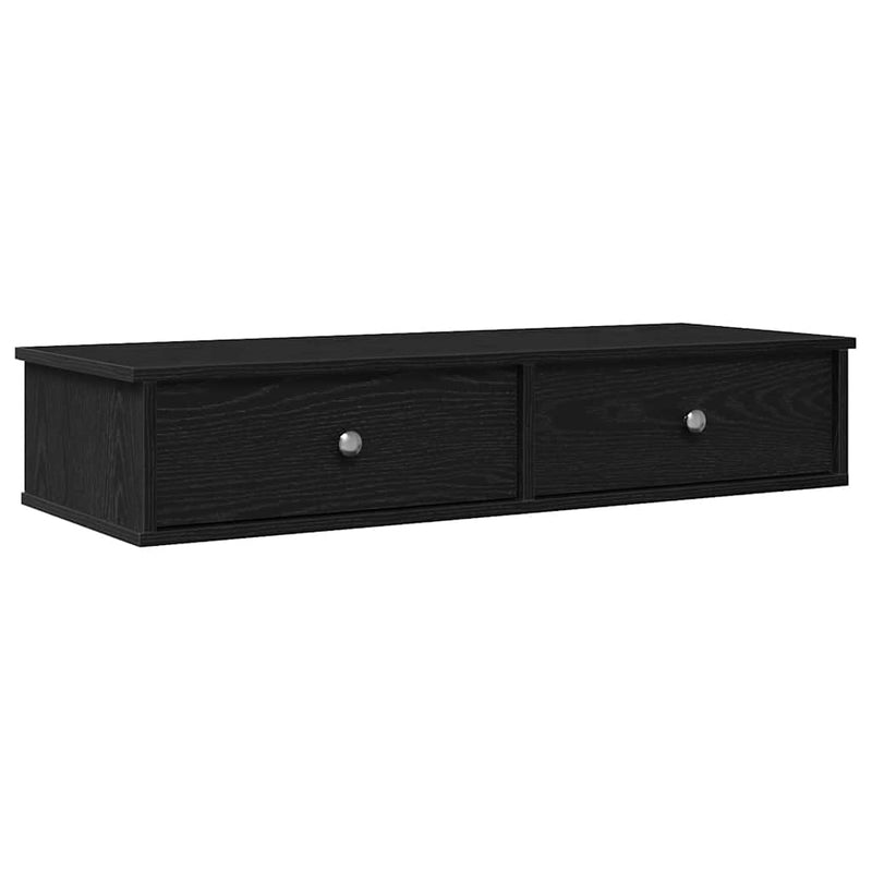 Raft de perete cu sertare negru 100x37,5x19 cm lemn prelucrat