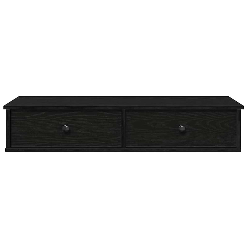 Raft de perete cu sertare negru 100x37,5x19 cm lemn prelucrat