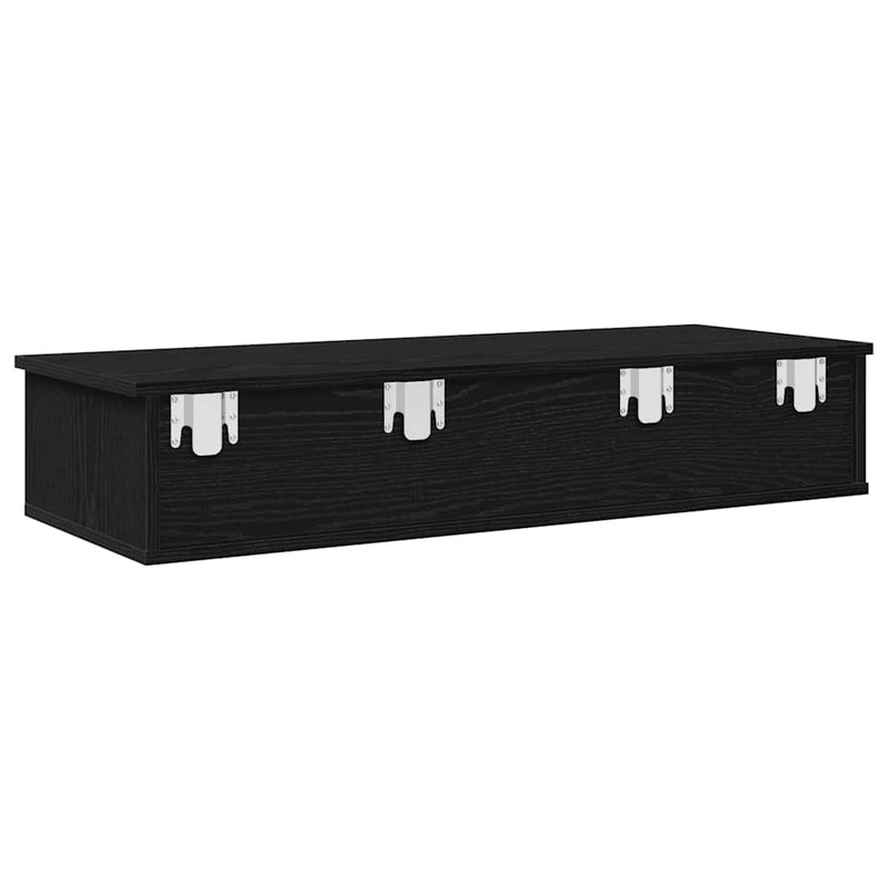 Raft de perete cu sertare negru 100x37,5x19 cm lemn prelucrat