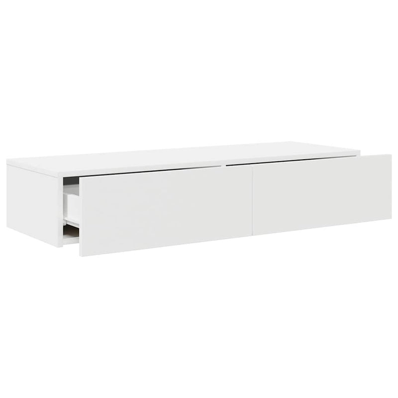 Raft de perete cu sertare, alb, 100x36x19 cm, lemn prelucrat