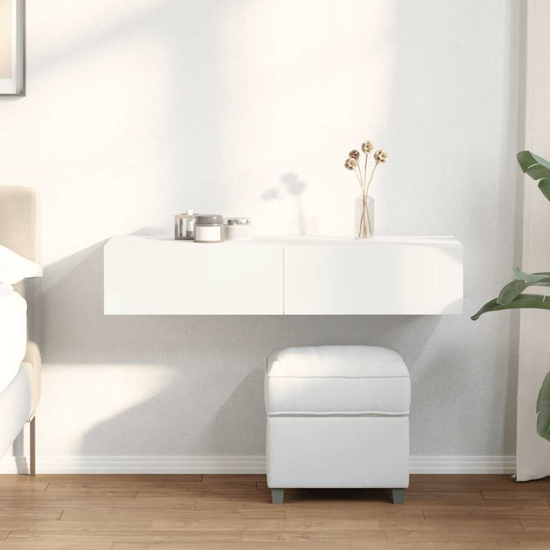 Raft de perete cu sertare, alb, 100x36x19 cm, lemn prelucrat