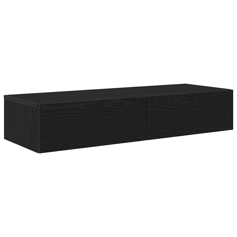 Raft de perete cu sertare negru 100x36x19 cm lemn prelucrat