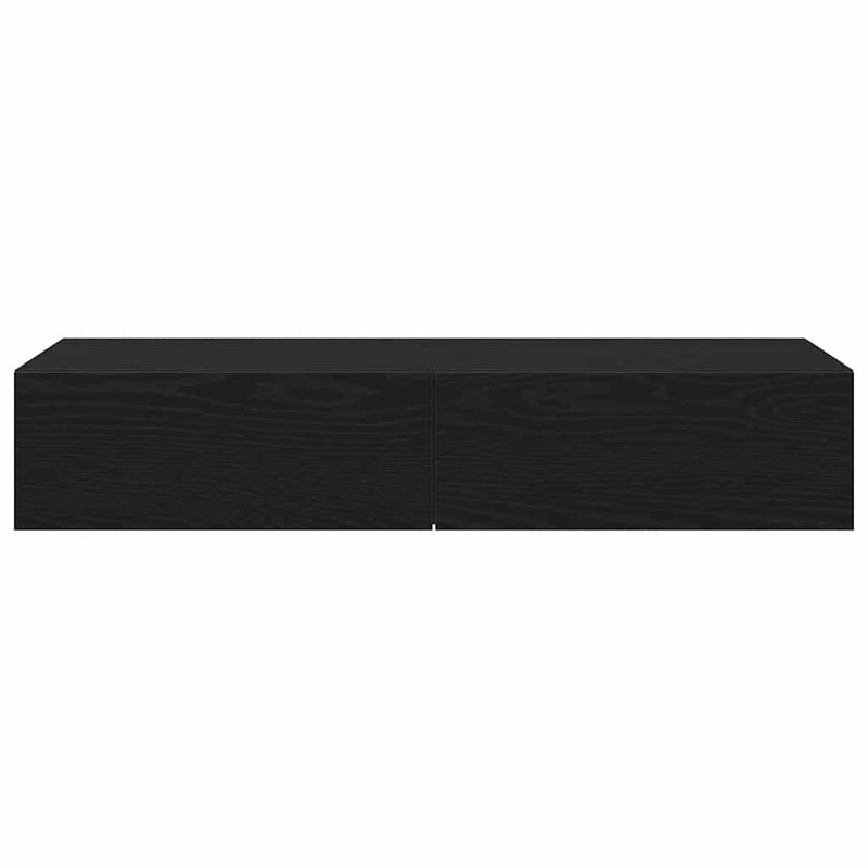 Raft de perete cu sertare negru 100x36x19 cm lemn prelucrat