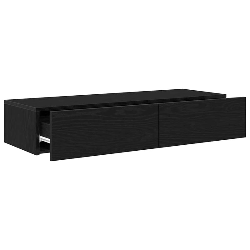 Raft de perete cu sertare negru 100x36x19 cm lemn prelucrat
