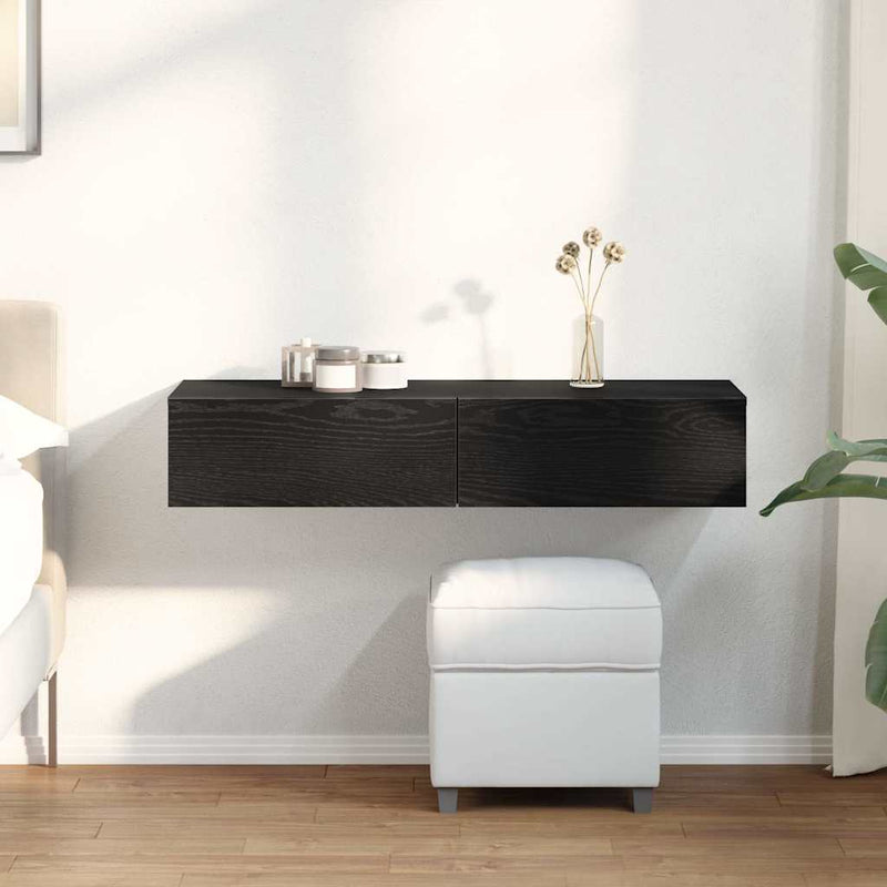 Raft de perete cu sertare negru 100x36x19 cm lemn prelucrat