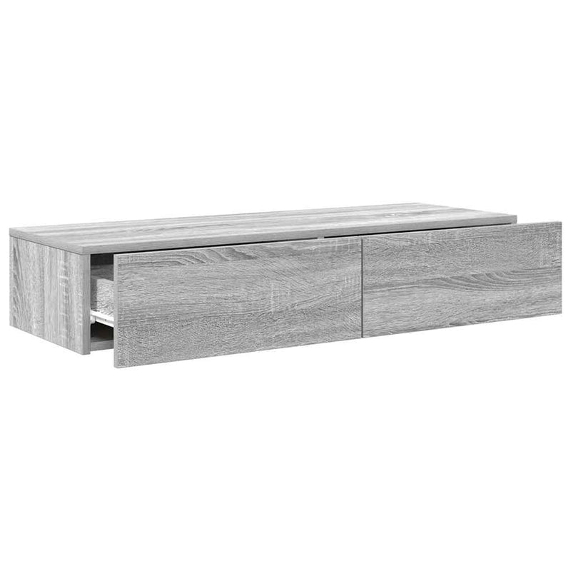 Raft de perete cu sertare Gri Sonoma 100x36x19cm Lemn prelucrat