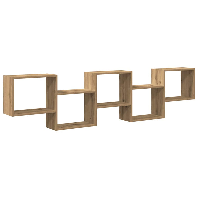 Raft cubic de perete cu 5 compartimente stejar artizanal lemn