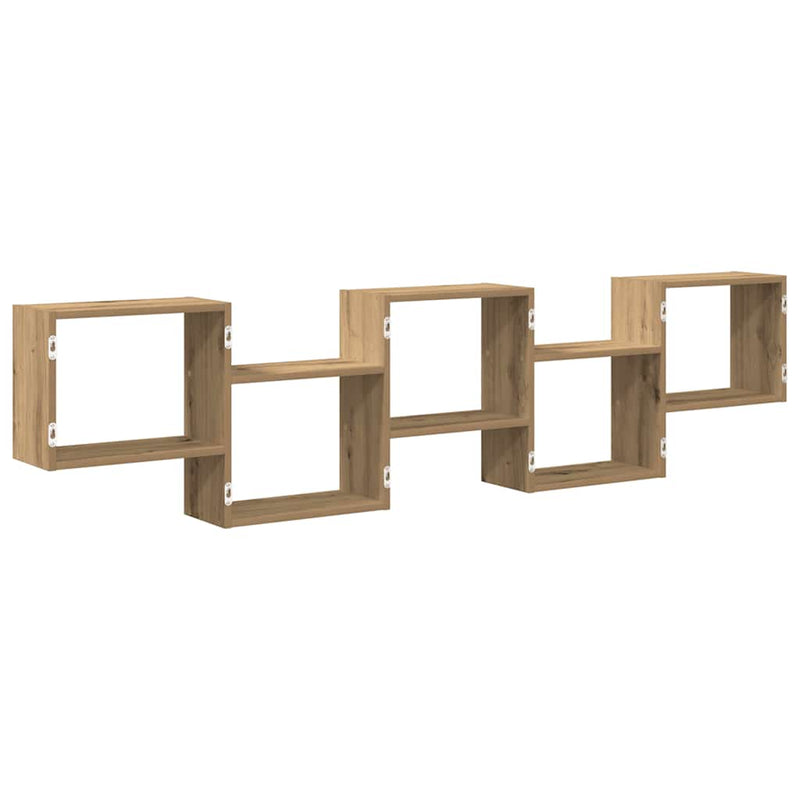 Raft cubic de perete cu 5 compartimente stejar artizanal lemn