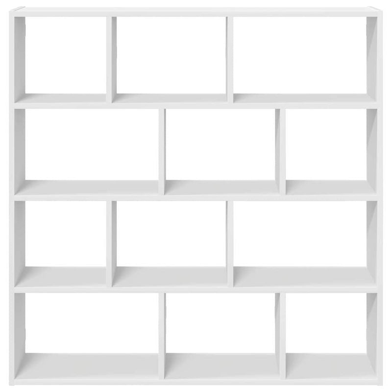 Raft cubic de perete cu 12 compartimente alb lemn prelucrat