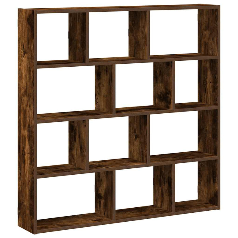 Raft cubic perete 12compartimente stejar fumuriu lemn prelucrat
