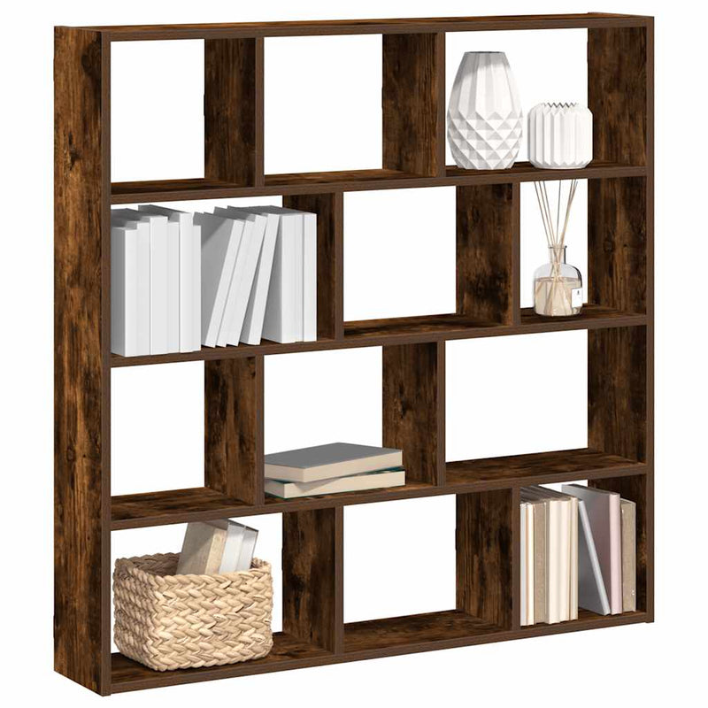 Raft cubic perete 12compartimente stejar fumuriu lemn prelucrat
