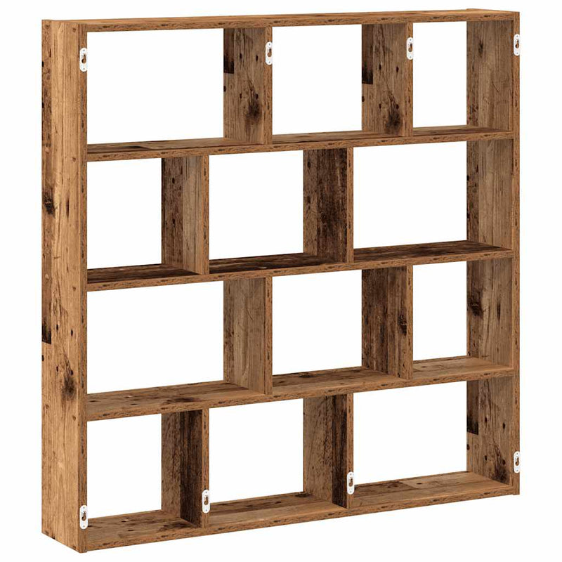 Raft cubic perete cu 12 compartimente lemn vechi lemn prelucrat