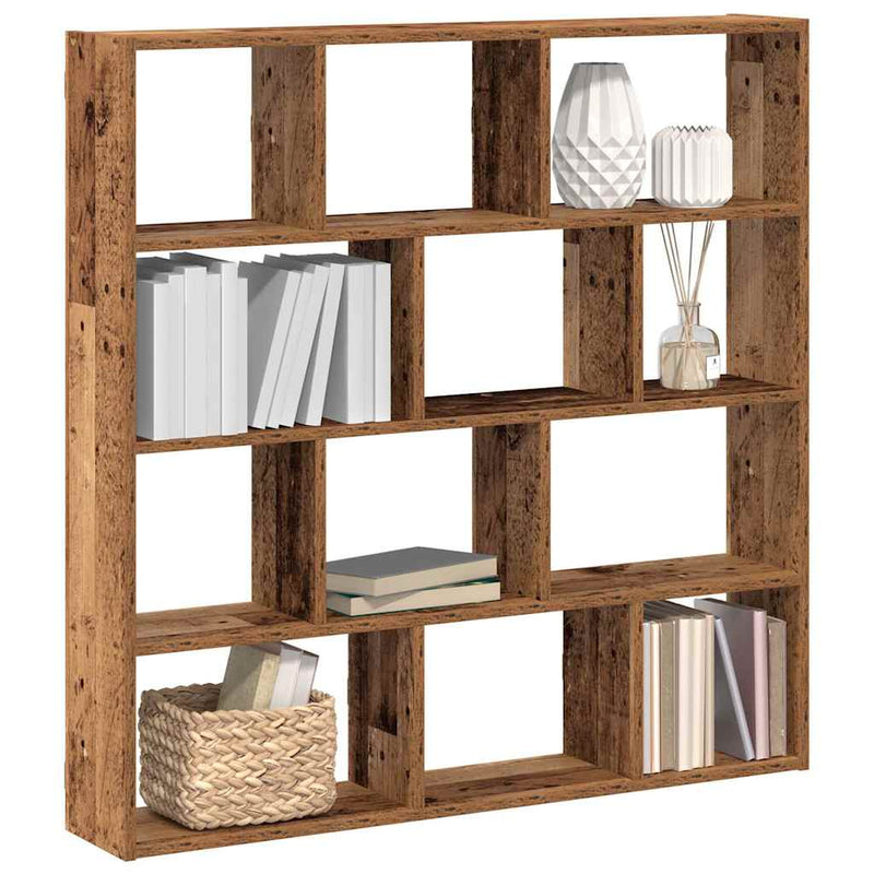 Raft cubic perete cu 12 compartimente lemn vechi lemn prelucrat