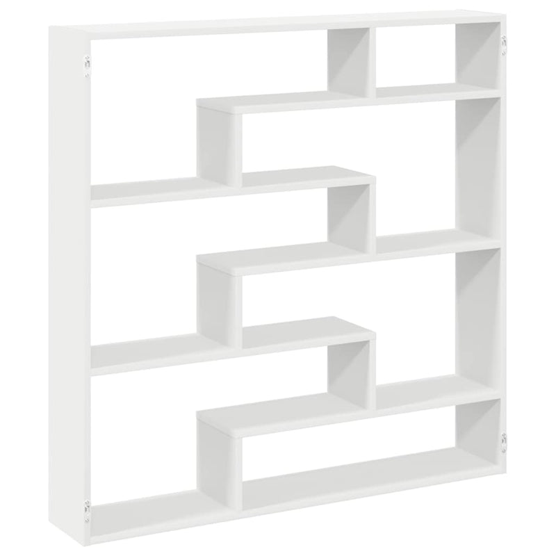 Raft cubic de perete cu 7 compartimente alb lemn prelucrat
