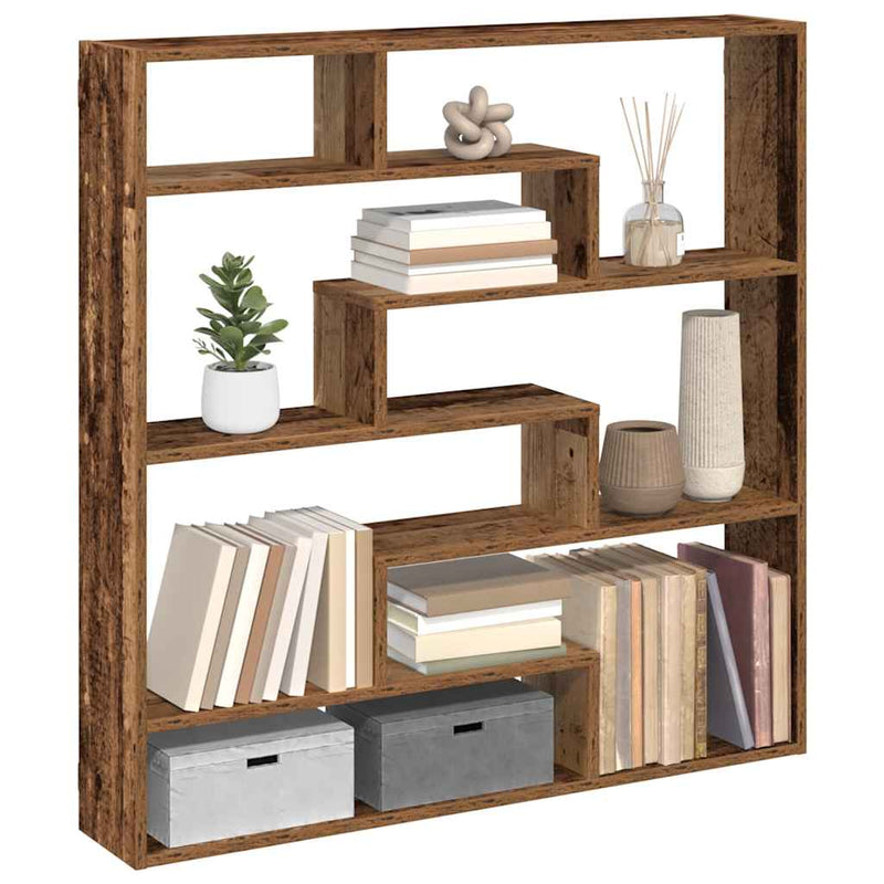 Raft cubic perete cu 7 compartimente lemn vechi lemn prelucrat