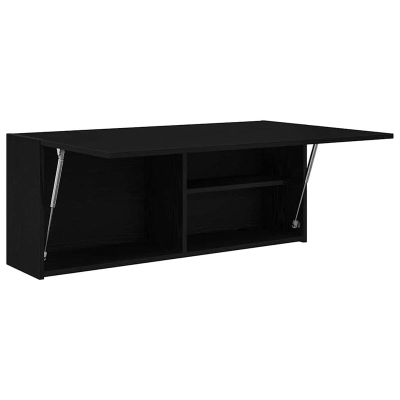 Dulap de perete de baie, negru, 100x25x40 cm, lemn prelucrat