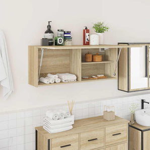 Dulap perete baie, stejar sonoma, 100x25x40 cm, lemn prelucrat