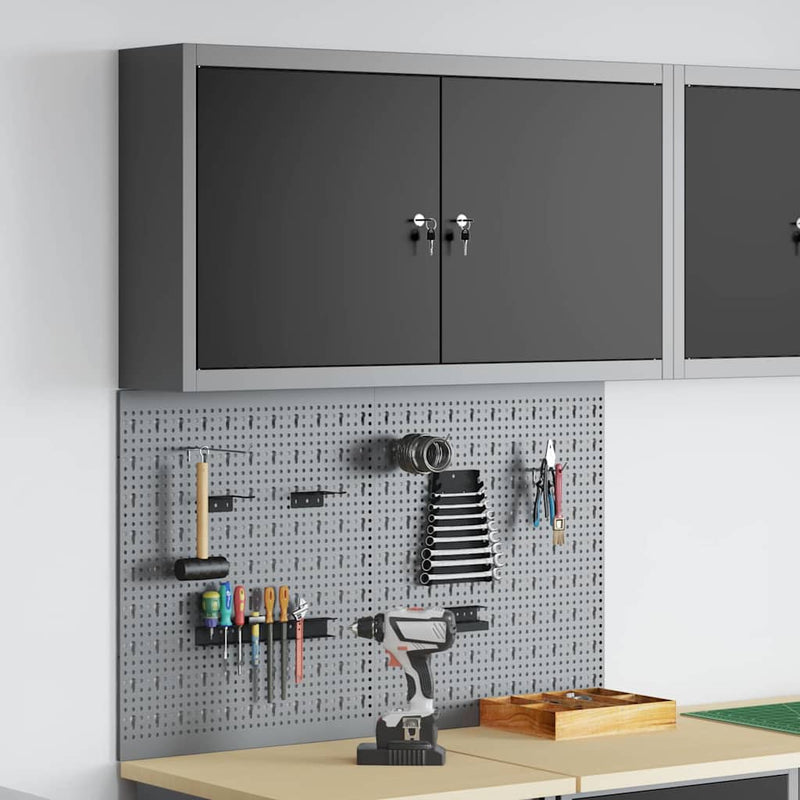 Set dulap de unelte 3 buc. Negru Oțel vopsit electrostatic