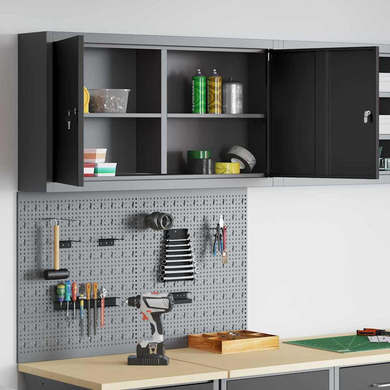 Set dulap de unelte 3 buc. Negru Oțel vopsit electrostatic