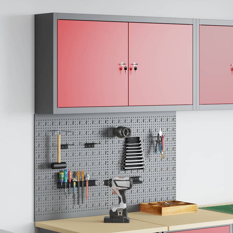 Set dulap de unelte 3 buc. Roșu Oțel vopsit electrostatic