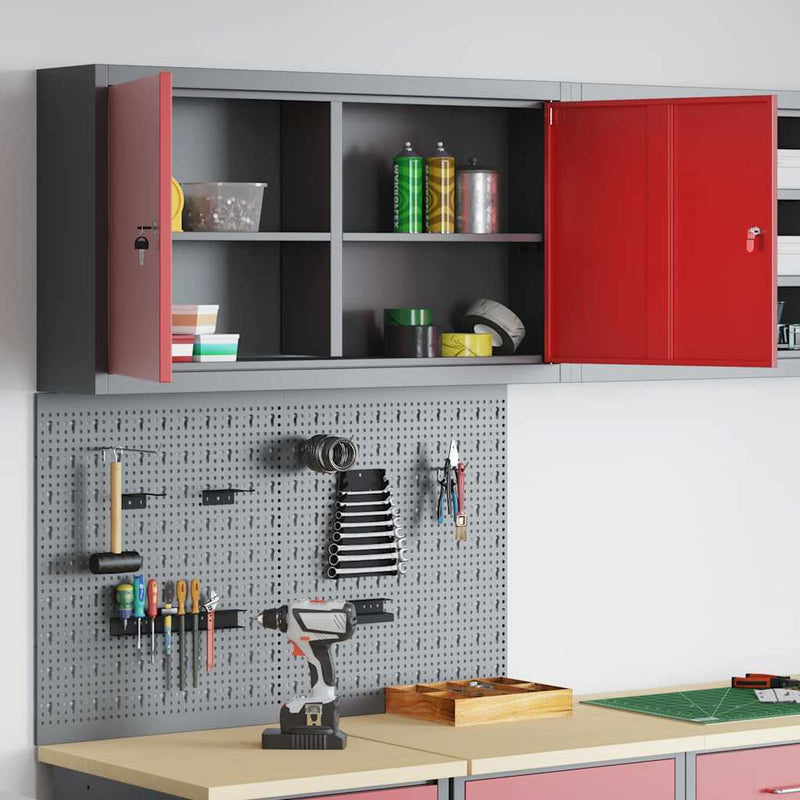 Set dulap de unelte 3 buc. Roșu Oțel vopsit electrostatic