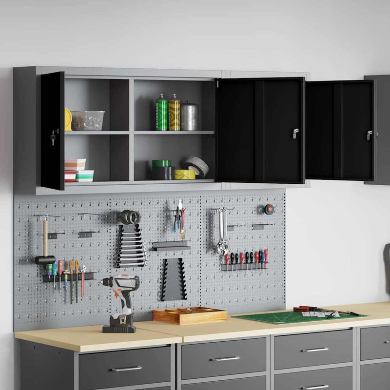 Set dulap de unelte 5 buc. Negru Oțel vopsit electrostatic