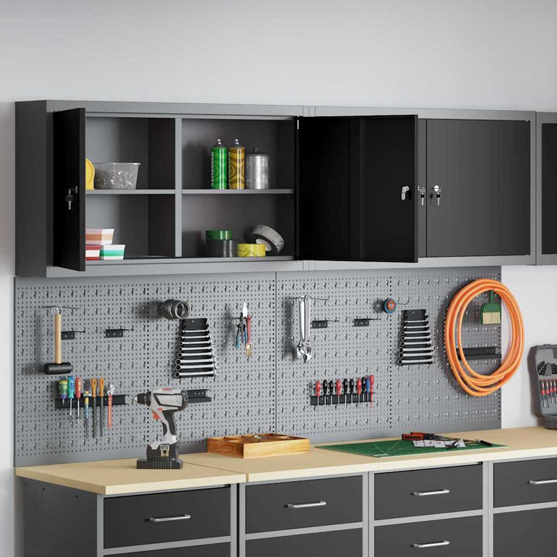 Set dulap de unelte 6 buc. Negru Oțel vopsit electrostatic