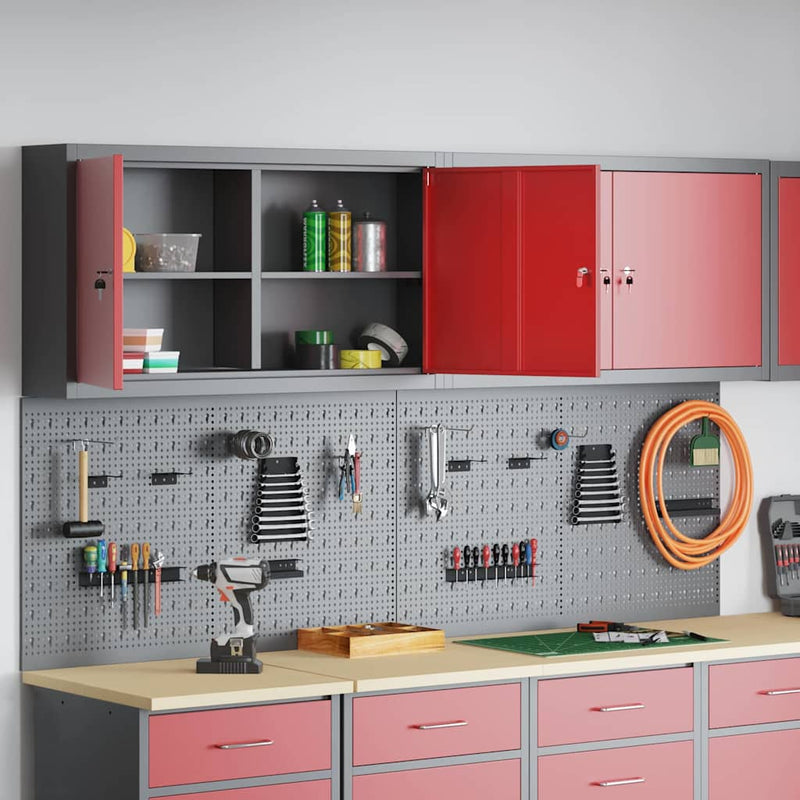 Set dulap de unelte 6 buc. Roșu Oțel vopsit electrostatic