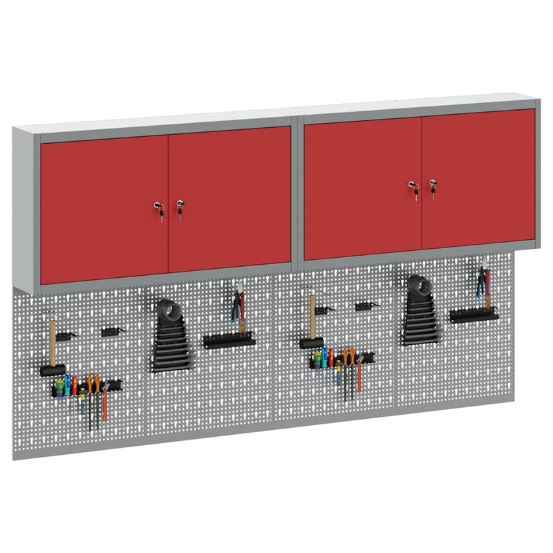 Set dulap de unelte 6 buc. Roșu Oțel vopsit electrostatic