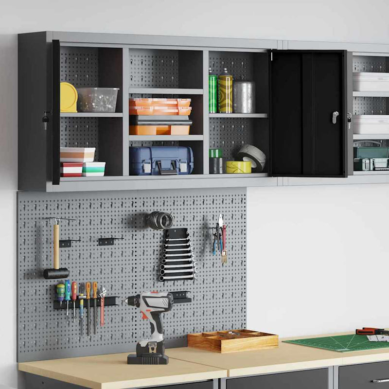 Set dulap de unelte 3 buc. Negru Oțel vopsit electrostatic