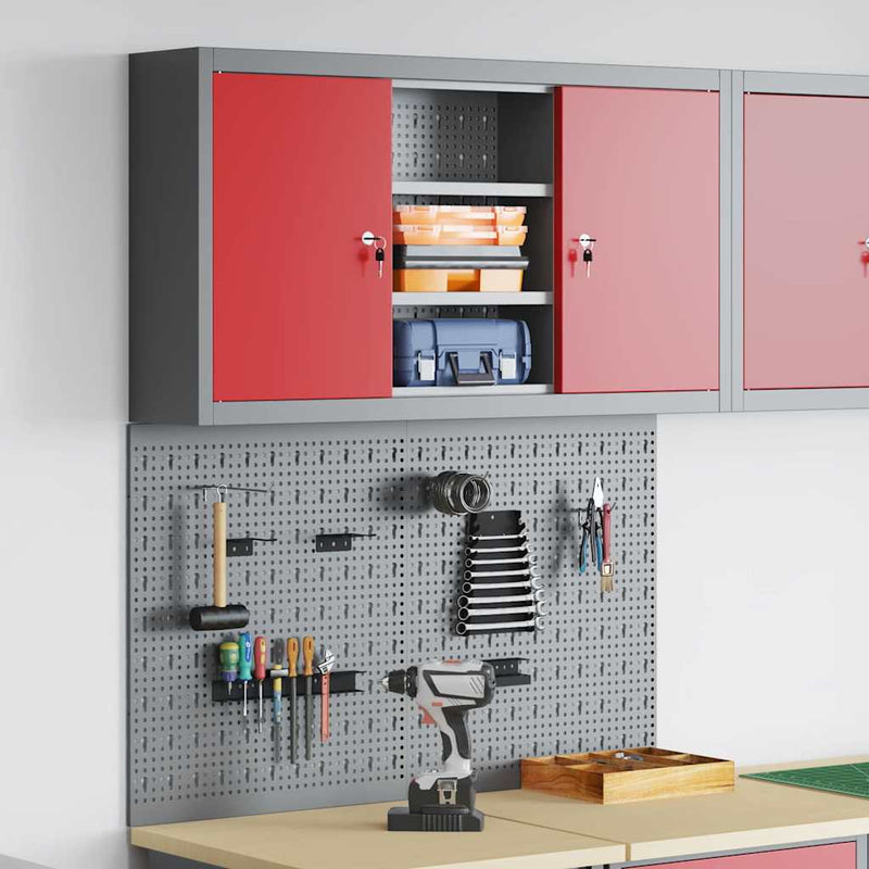 Set dulap de unelte 3 buc. Roșu Oțel vopsit electrostatic