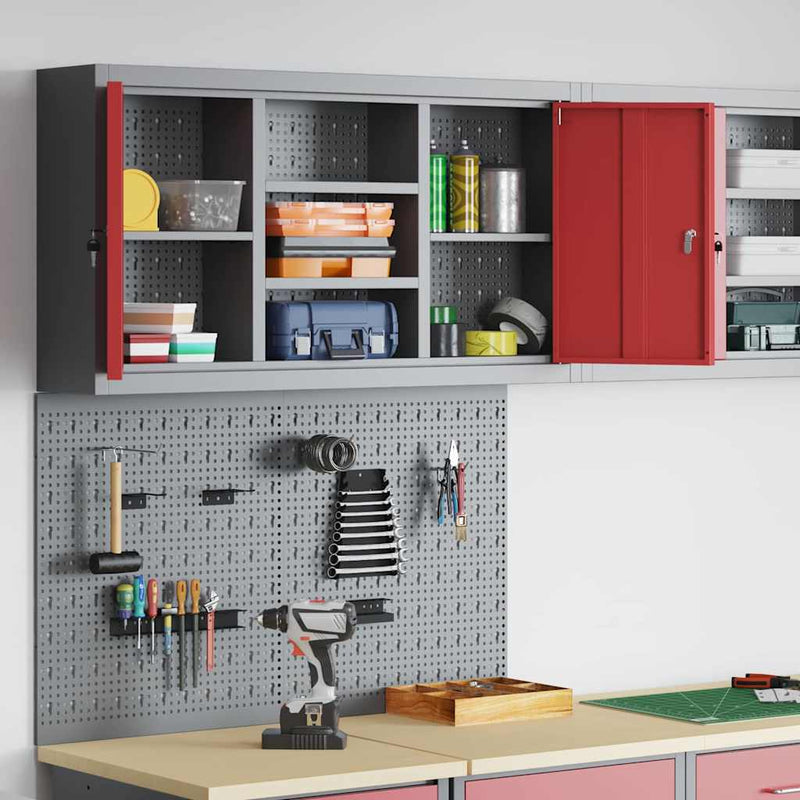 Set dulap de unelte 3 buc. Roșu Oțel vopsit electrostatic