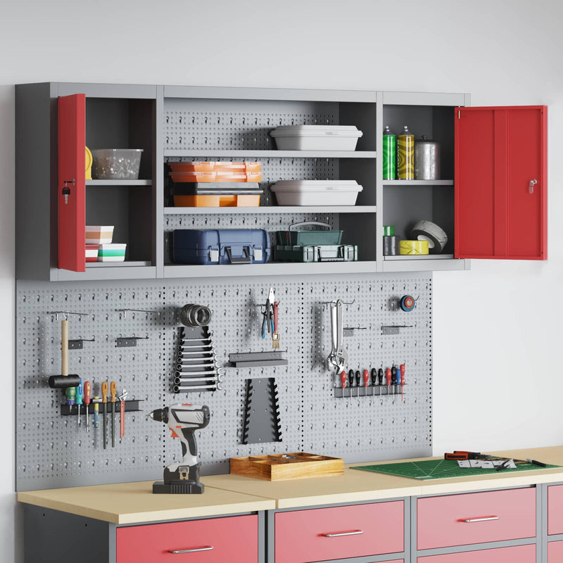Set dulap de unelte 4 buc. Roșu Oțel vopsit electrostatic