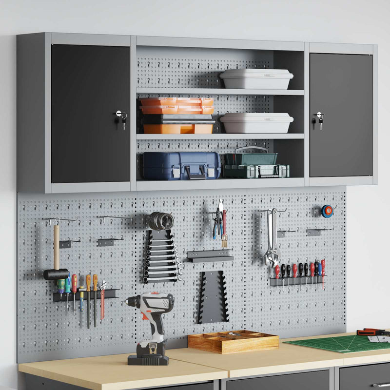 Set dulap de unelte 6 buc. Negru Oțel vopsit electrostatic