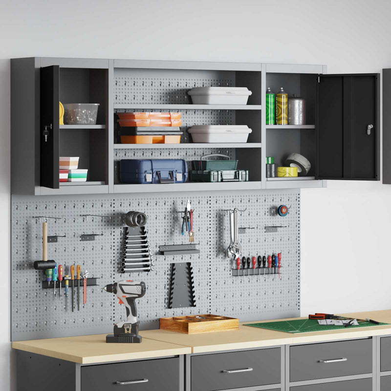 Set dulap de unelte 6 buc. Negru Oțel vopsit electrostatic