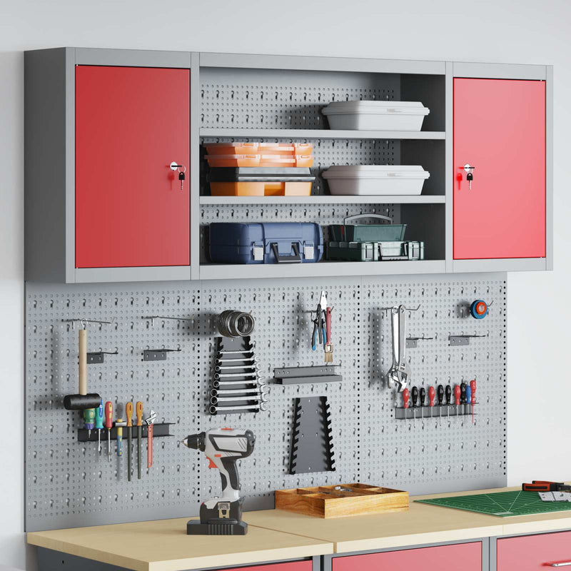 Set dulap de unelte 6 buc. Roșu Oțel vopsit electrostatic