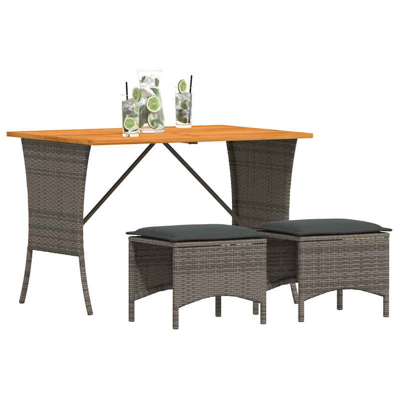 Set mobilier de grădină cu perne, 3 piese, gri, poliratan