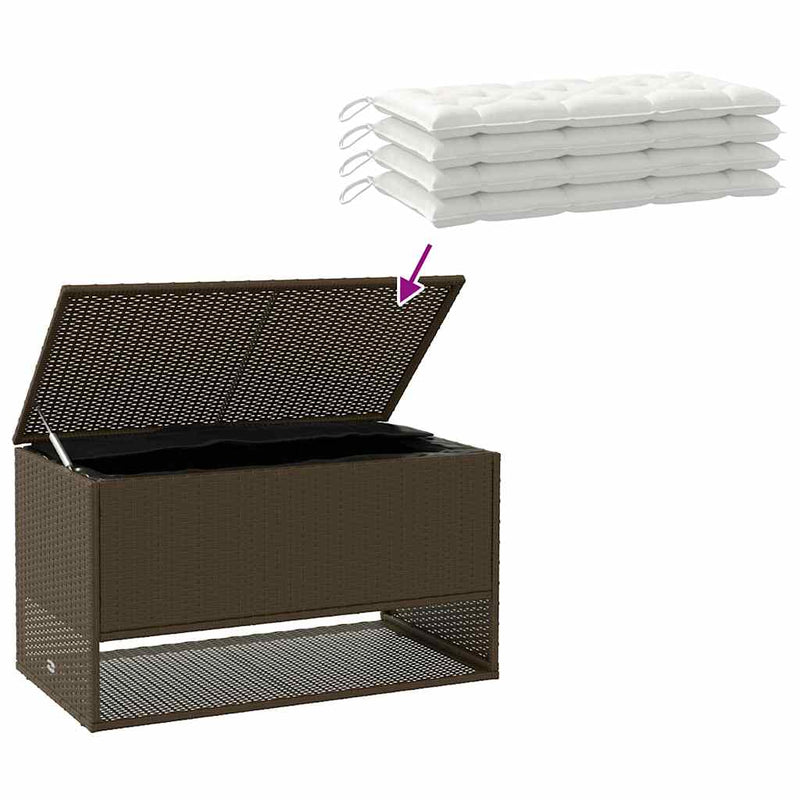 Cutie de perne de exterior maro 100x55x55,5 cm Poly Rattan