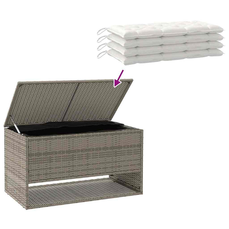 Cutie de perne de exterior gri 100x55x55,5 cm Poly Rattan