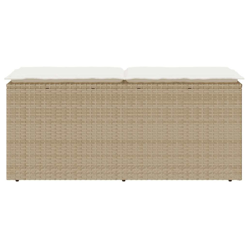 Bancă de grădină cu pernă Bej 110x40x44 cm polirattan