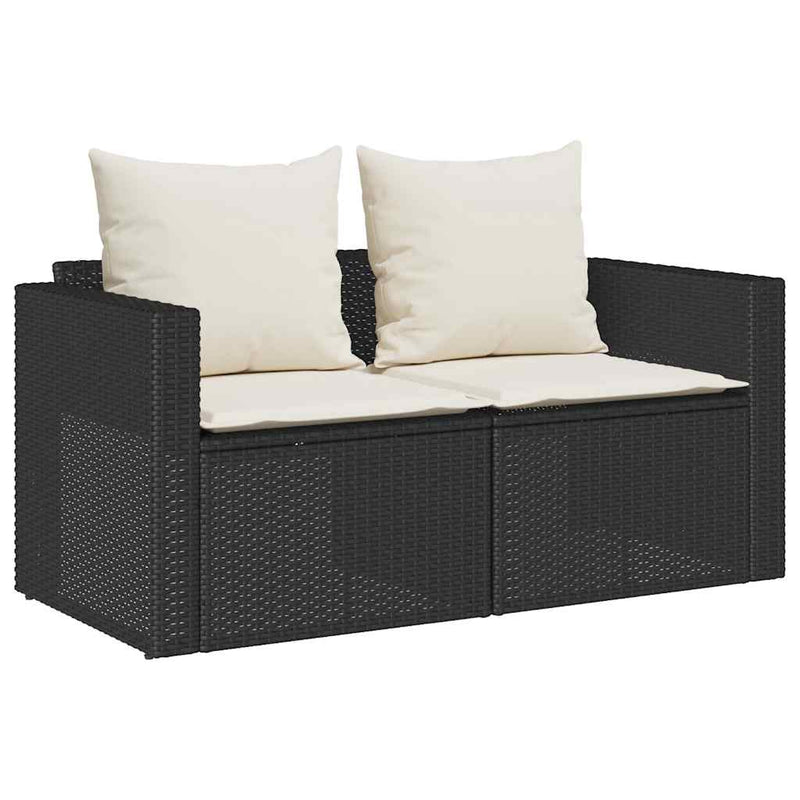 Set canapea de grădină 5 piese cu perne stivuibile din negru